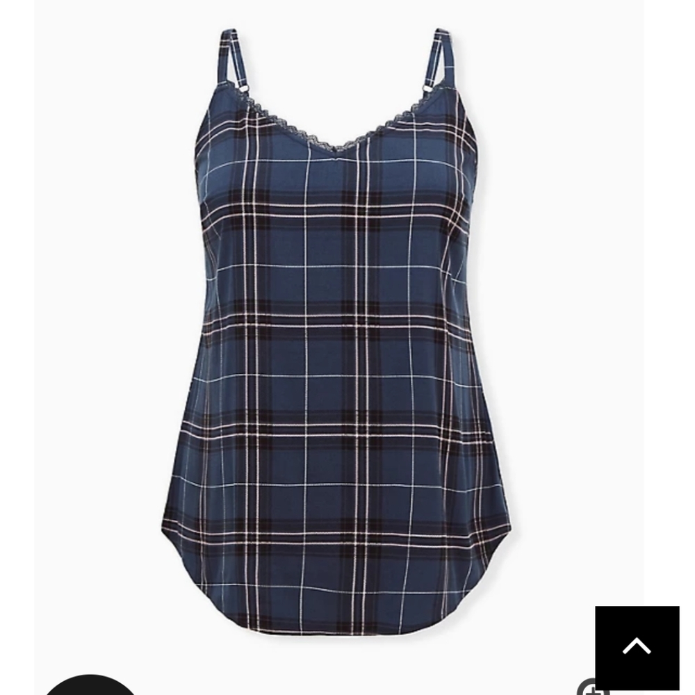 🆕NAVY PLAID CHALLIS LACE TRIM CAMI